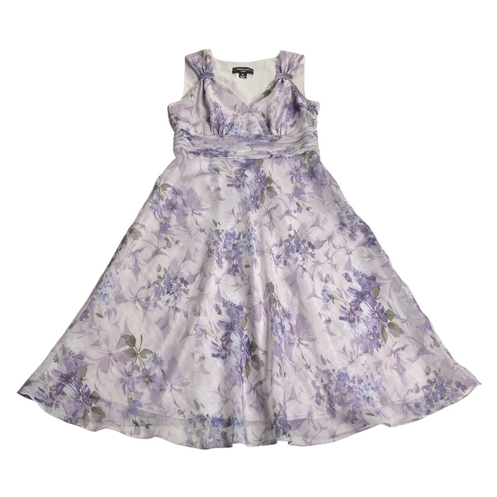 Y2K R&M Richards Babydoll Dress 6 Petite Purple Floral Fairy Crinkle Romantic